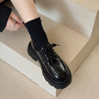 Fur Round Toe Casual Autumn AllMatch Leather British Style Platform Loafers