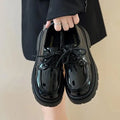 Fur Round Toe Casual Autumn AllMatch Leather British Style Platform Loafers