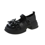 Fur Round Toe Platform Retro Leather Casual BowKnot AllMatch Derby Loafers