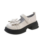Fur Round Toe Platform Retro Leather Casual BowKnot AllMatch Derby Loafers