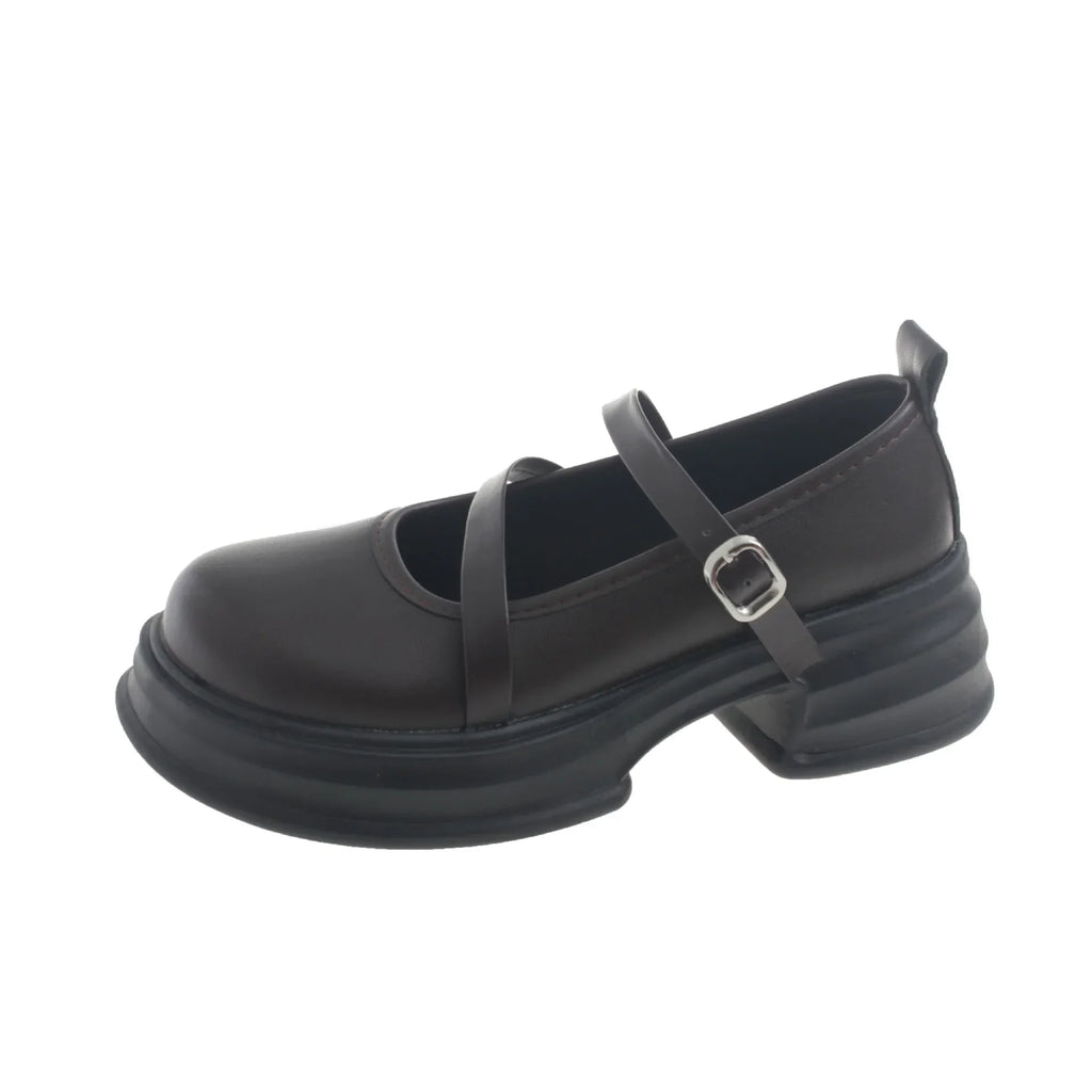 Fur Round Toe Platform Retro Leather Casual BowKnot AllMatch Derby Loafers