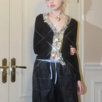 Wool Blend Colorful Sequin V-neck Cardigan