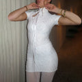 Wrinkled Lace Up Mini Dress