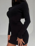 Black Party Evening Dresses for Women Spring Long Sleeve Bodycon Dress