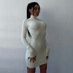 Black Party Evening Dresses for Women Spring Long Sleeve Bodycon Dress