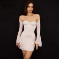 DressBetty - XLLAIS Off Shoulder Mini White Dress
