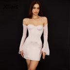 DressBetty - XLLAIS Off Shoulder Mini White Dress