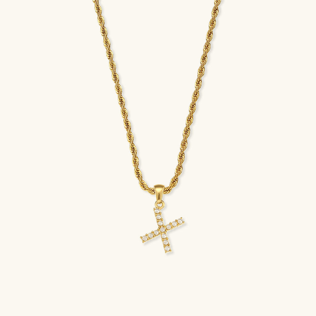 Aurora Pearl Initial Necklace