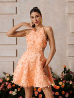 Backless Flower Mini Dress