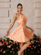 Backless Flower Mini Dress