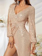 Sequin Surplice Party Dress