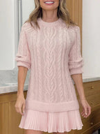 Ivory Cable-Knit Sweater Mini Dress