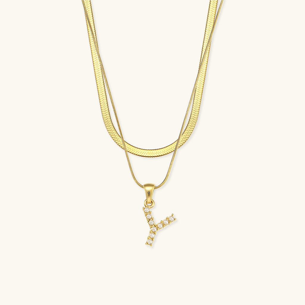 Opal Charm - LayeRed Gold Initial Necklace