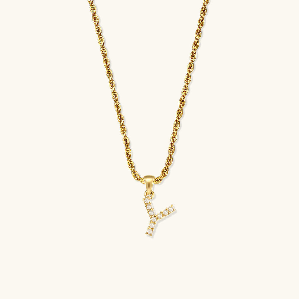 Aurora Pearl Initial Necklace