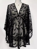 Grunge Aesthetic See Through Black Goth Lace EGirls Chiffon Graphic Bat Night Club Dress