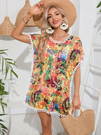Guendalina Minimalist Stylish Beach Dress with Print Boutique Collection