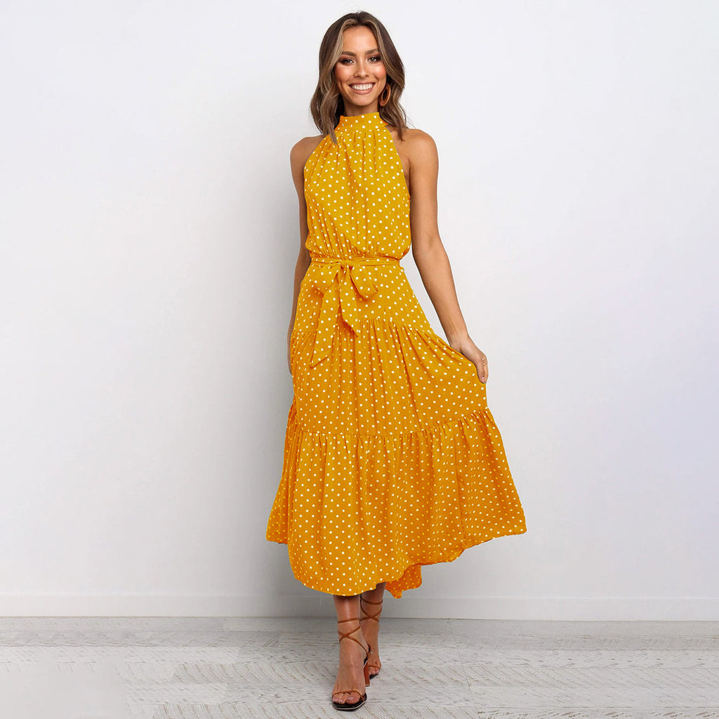 Sara Aesthetic Long Polka Dot Dress Boutique Collection