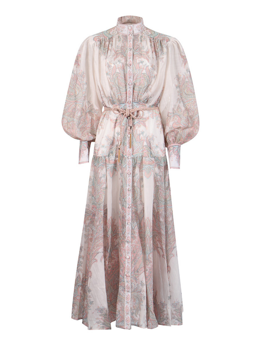 High Neck Button Up Floral Maxi Dress
