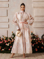 High Neck Button Up Floral Maxi Dress