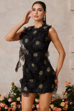 Quoril Sleeveless Flower Mini Dress