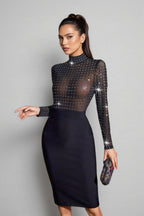 Jojo Rhinestone Bandage Midi Dress