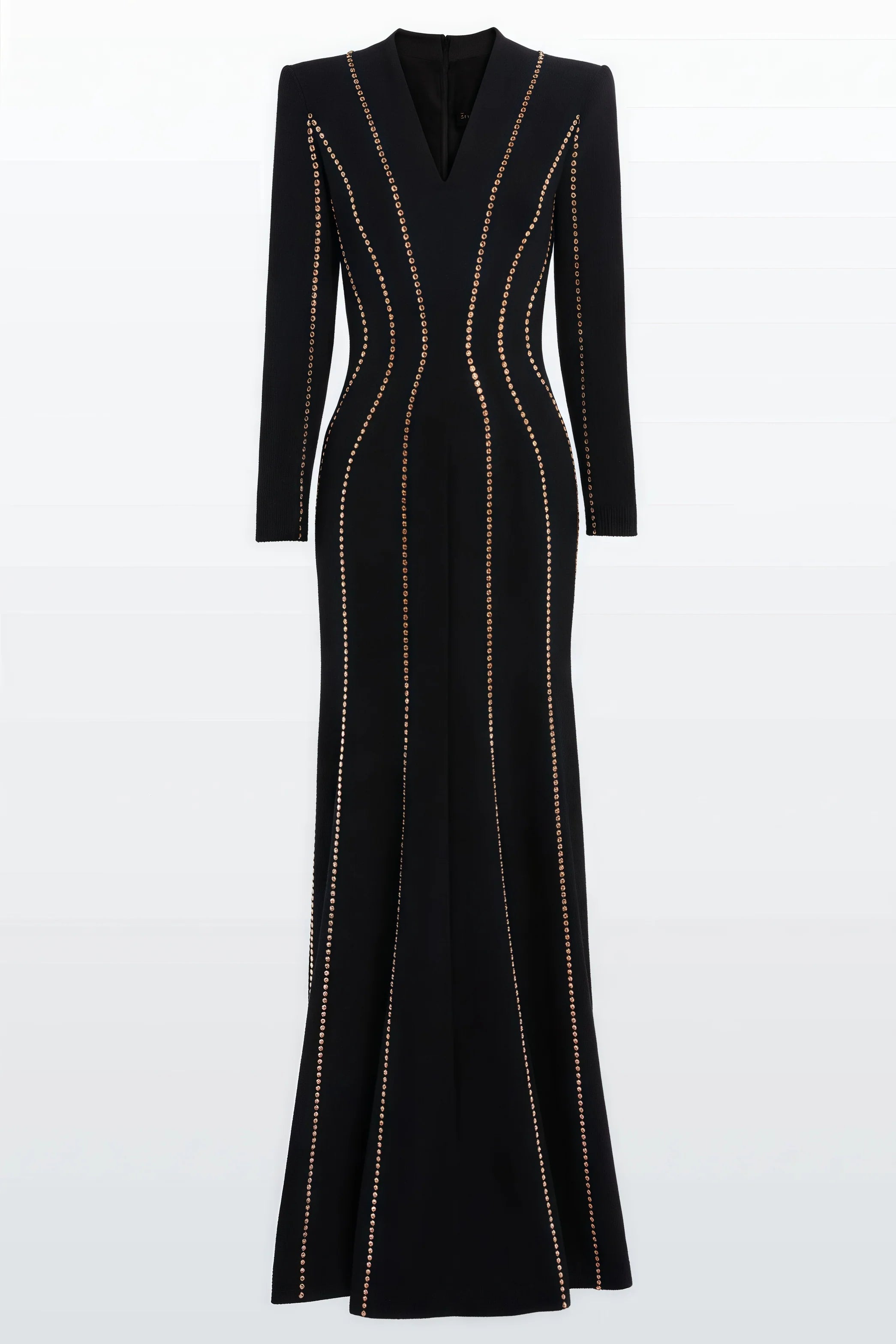 Luxrtp Black Rhinestone Maxi Dress