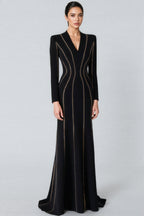 Luxrtp Black Rhinestone Maxi Dress