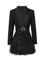 FIFTH AVE Feathers Dress in Black