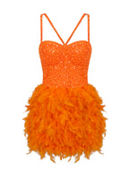 ANSA Feathers Mini Dress
