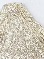 ETELLE Sequins One Shoulder Midi Dress in Gold