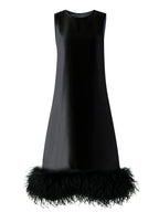 PIUME Maxi Dress w Feathers In Black