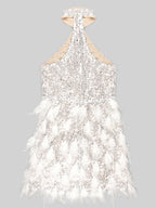 BETH Sequins & Feathers Mini Dress