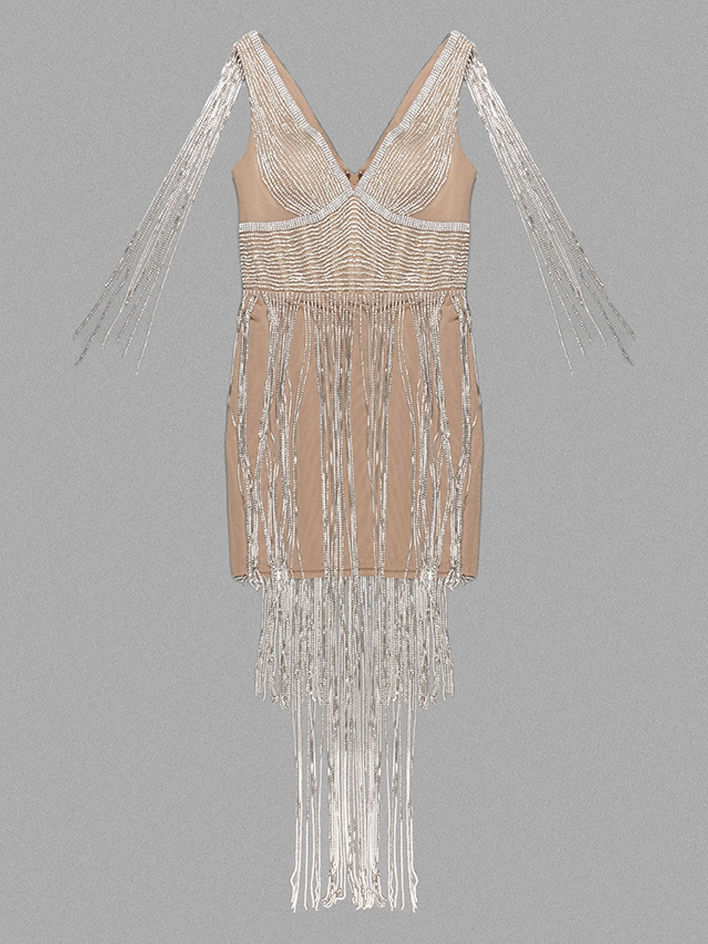 AYOKA Rhinestones Tassel Dress
