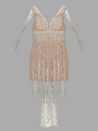 AYOKA Rhinestones Tassel Dress