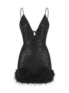 NIKA Sequin Mini Dress in Black