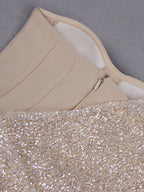 ETAME Sequins Mini Dress in Beige