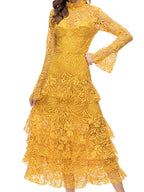 SETAI Lace Maxi Dress in Yellow