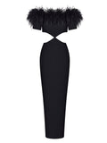 UDA Maxi Dress w Feathers