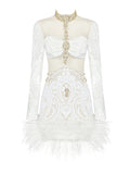 OPERA Sequins & Feathers Mini Dress