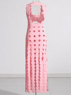 CERA Appliqué Fringe Maxi Dress in Pink