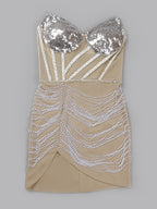 GALIA Sequins & Pearls Mini Dress