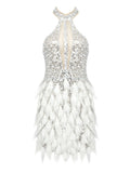 BETH Sequins & Feathers Mini Dress
