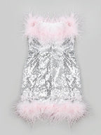 ELVIRA Sequins w Feathers Mini Dress