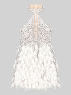 BETH Sequins & Feathers Mini Dress