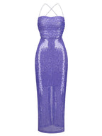 VESSAI Sequins Maxi Dress in Purple