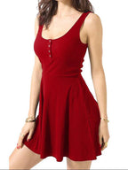 Women's Casual Sleeveless High Slim Flare Midi Dresses