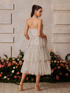 Halterneck Dot Tiered Midi Dress