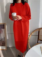 Gaudelia Cozy Knitted Midi Dress for Women Trendy Daily Look