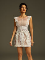 Embroidered Mesh Mini Dress