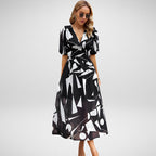 Sabrina Chic Charming V Neck Dress Designer Edit